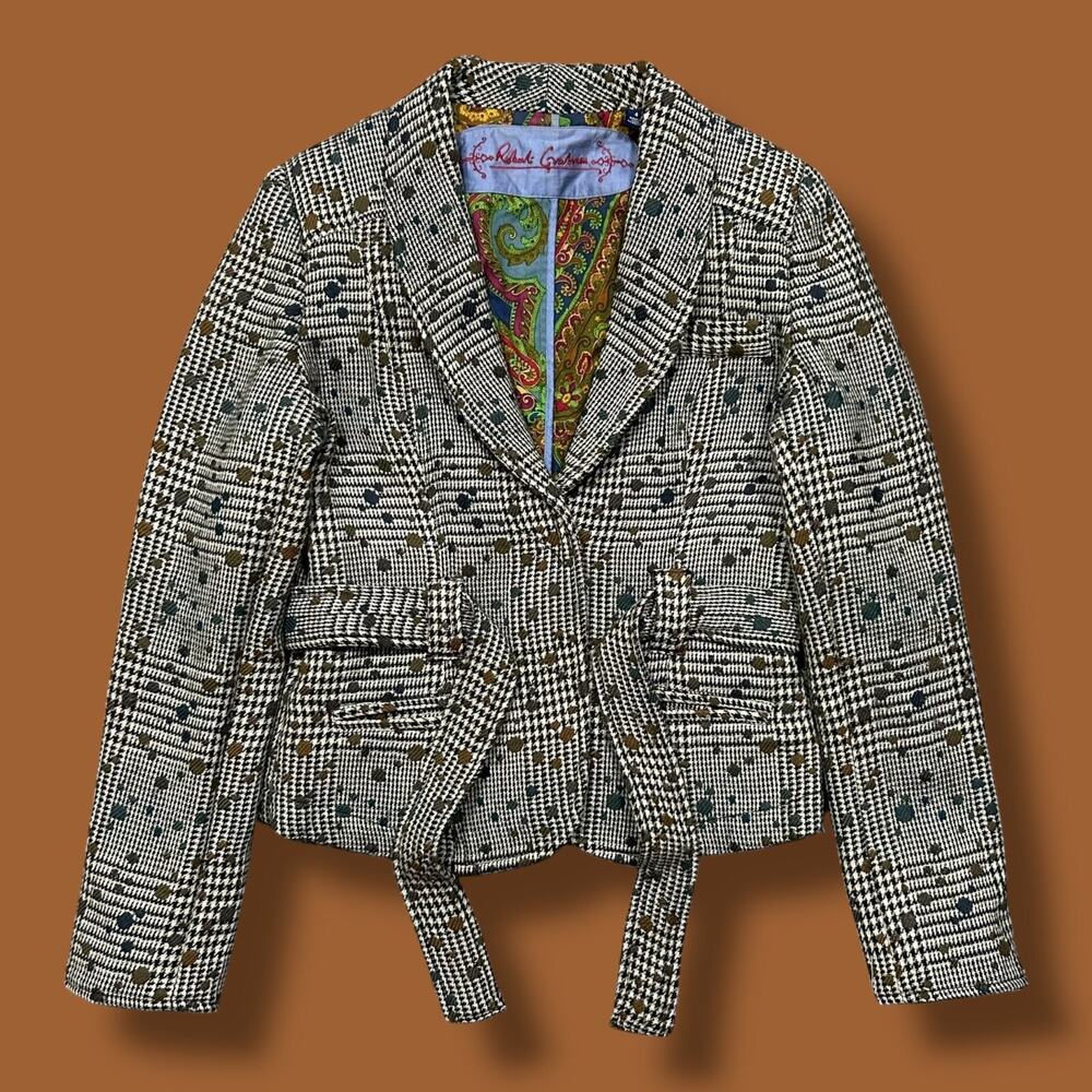 Robert Graham Wool Blazer Suit Jacket Herringbone Geometric Pattern Size 4 Women - Picture 1 of 10
